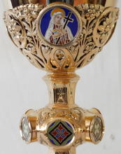 Solid silver gilt antique French Gothic Chalice.